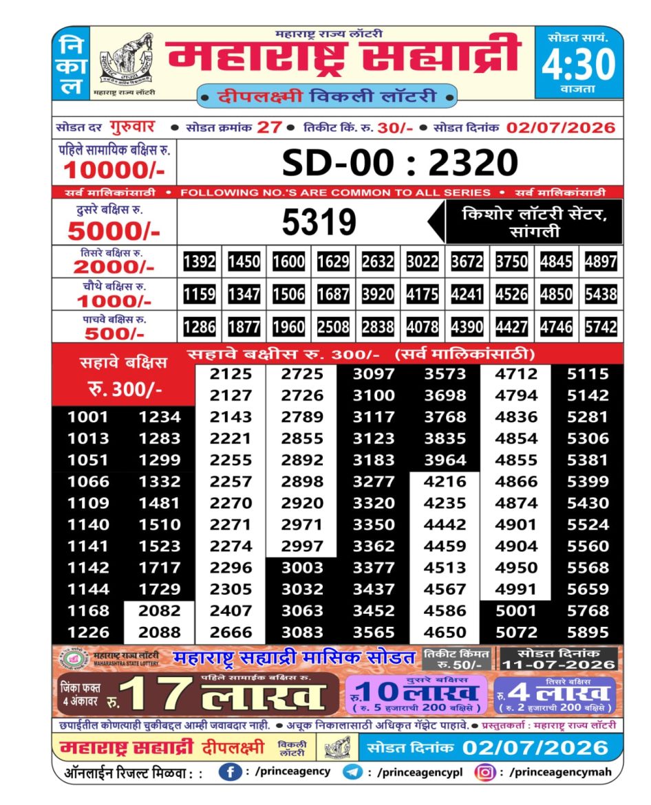 Everest Result Today Dear Lottery Chart
