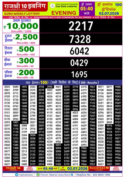 Everest Result Today Dear Lottery Chart