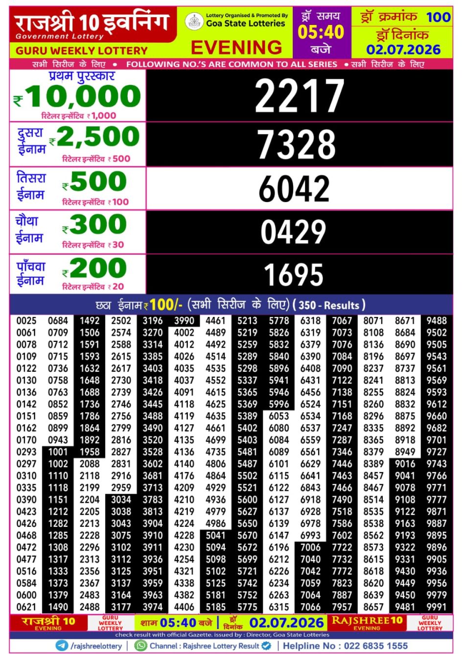 Everest Result Today Dear Lottery Chart