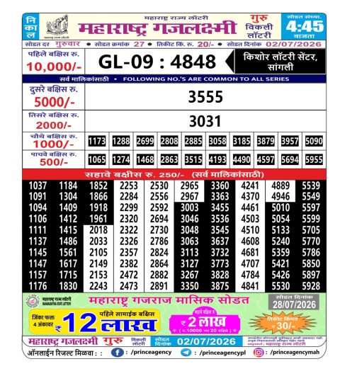 Everest Result Today Dear Lottery Chart