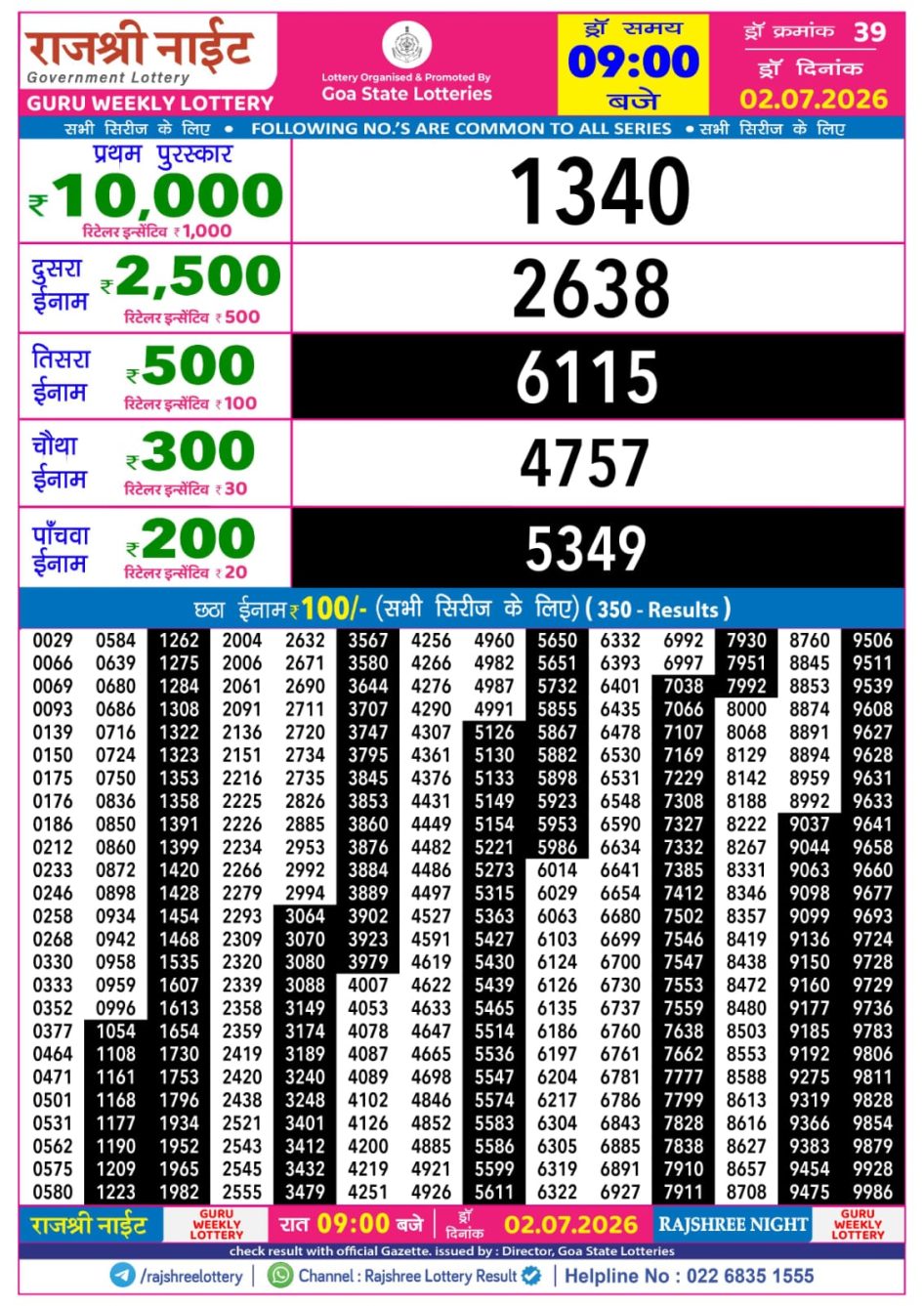 Everest Result Today Dear Lottery Chart