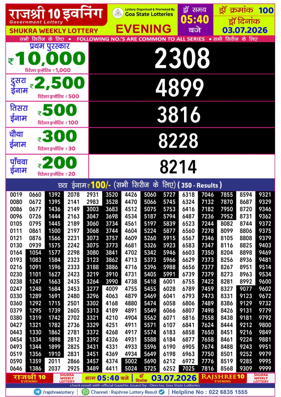 Everest Result Today Dear Lottery Chart