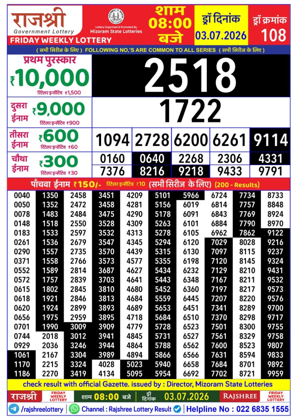 Everest Result Today Dear Lottery Chart