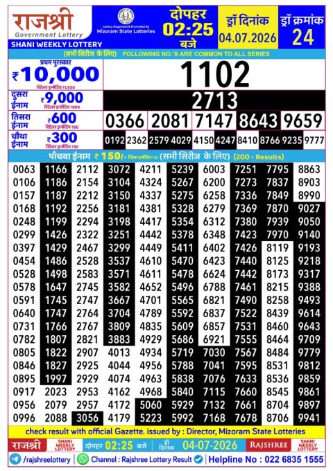 Everest Result Today Dear Lottery Chart
