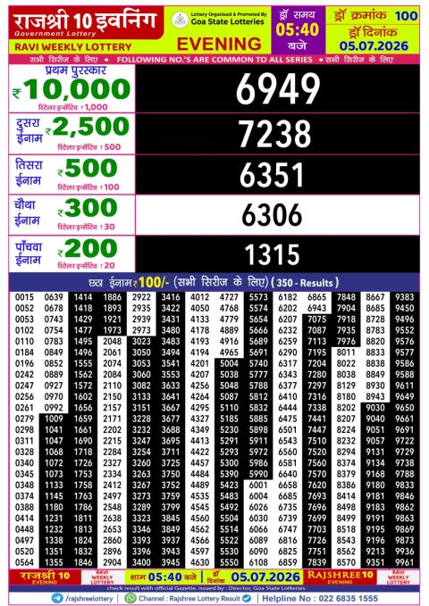 Everest Result Today Dear Lottery Chart