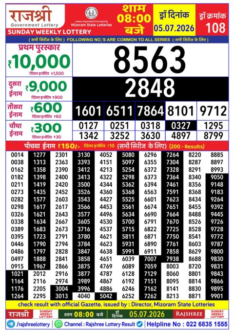 Everest Result Today Dear Lottery Chart