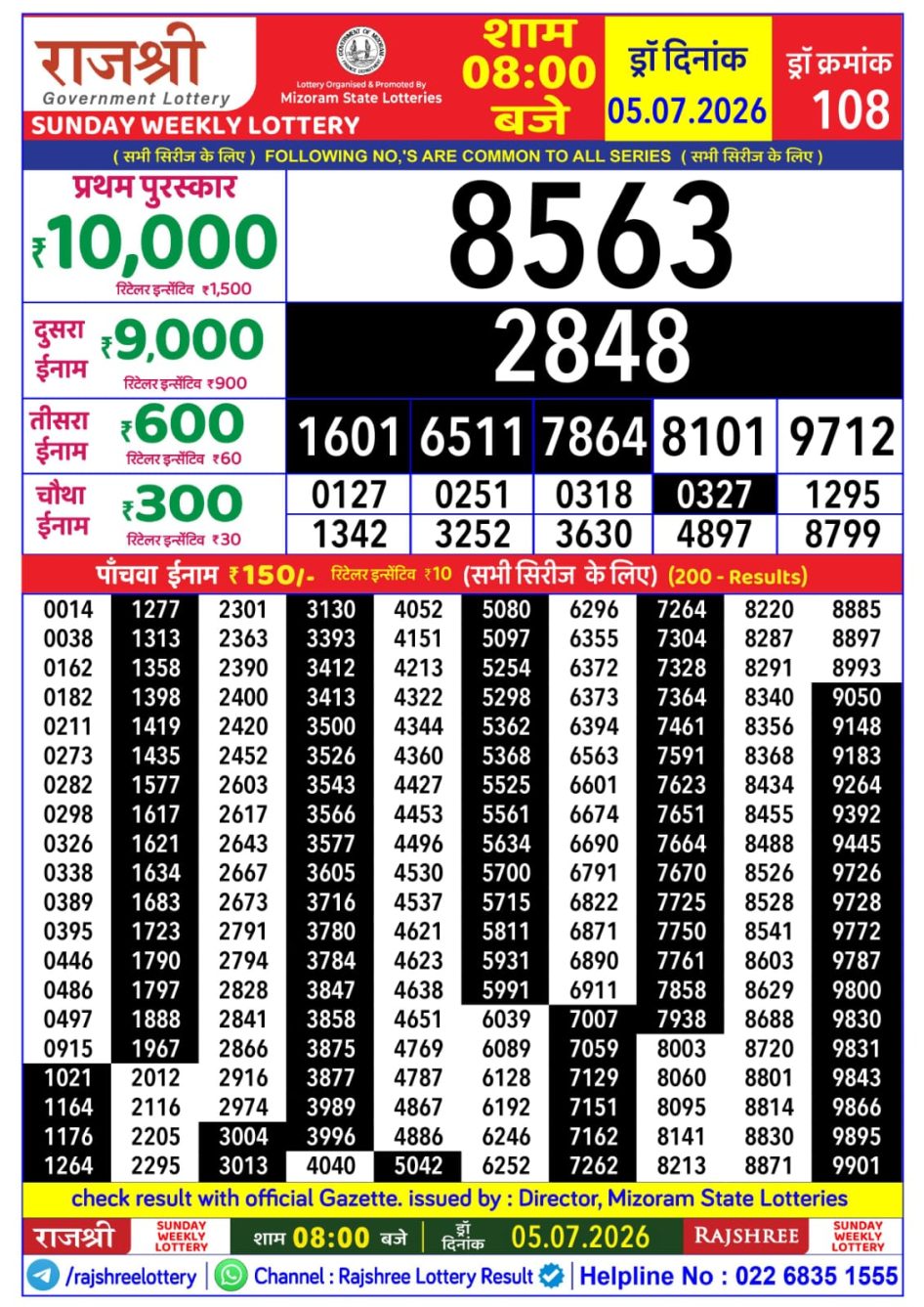 Everest Result Today Dear Lottery Chart