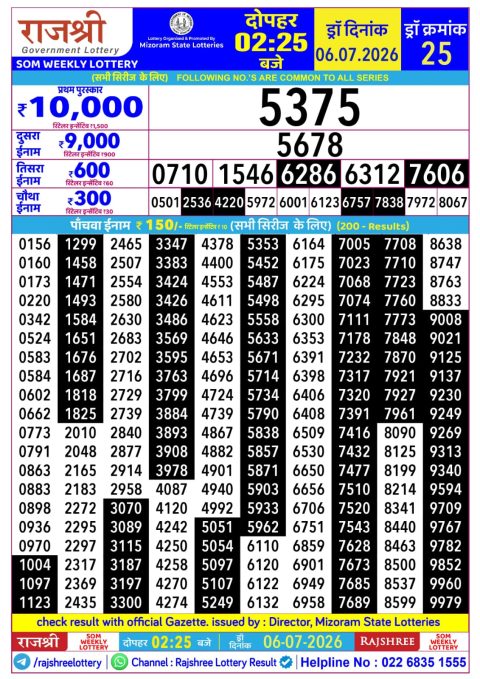 Everest Result Today Dear Lottery Chart