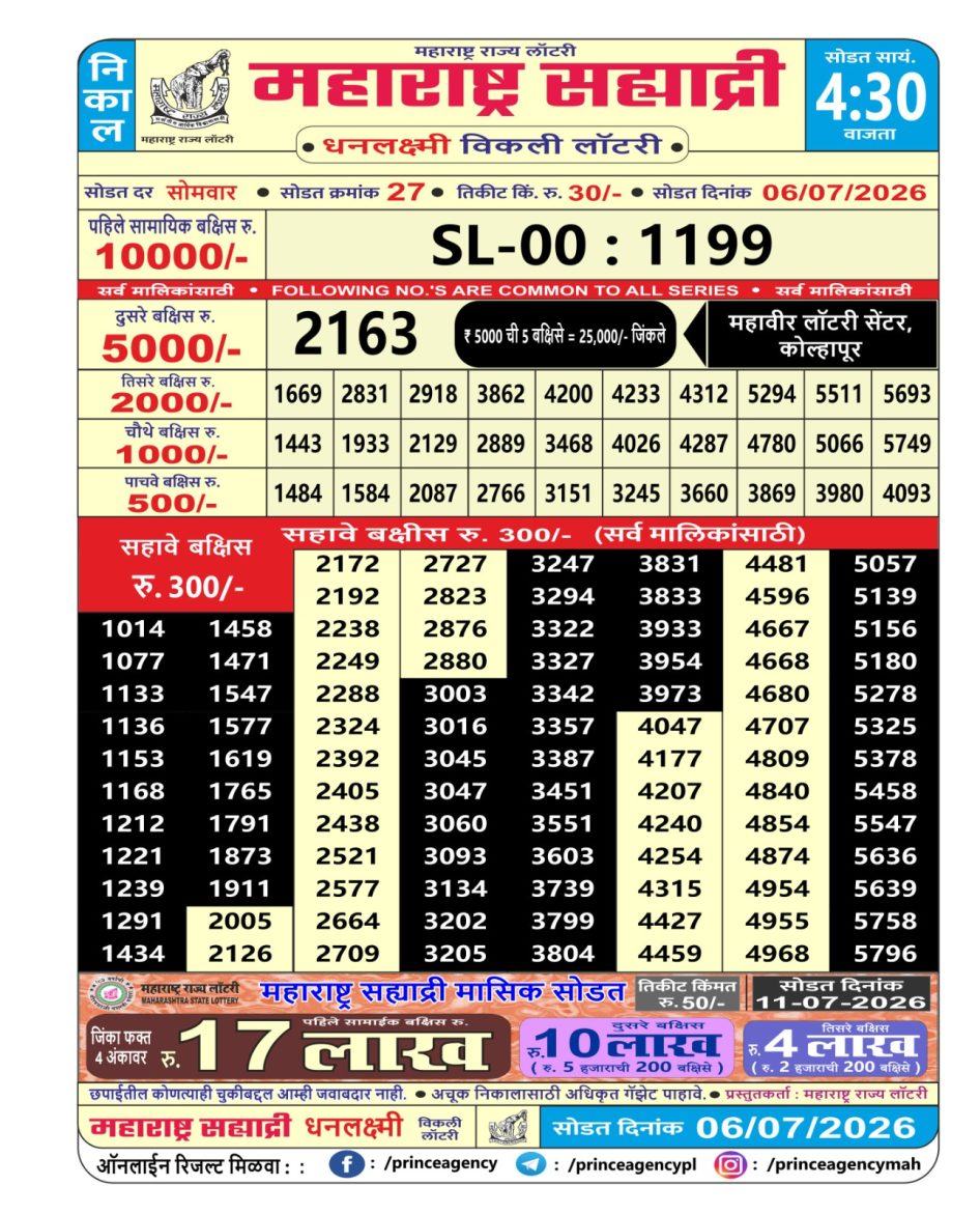 Everest Result Today Dear Lottery Chart