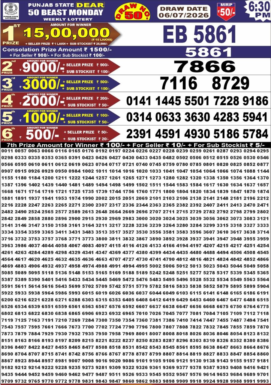 Everest Result Today Dear Lottery Chart