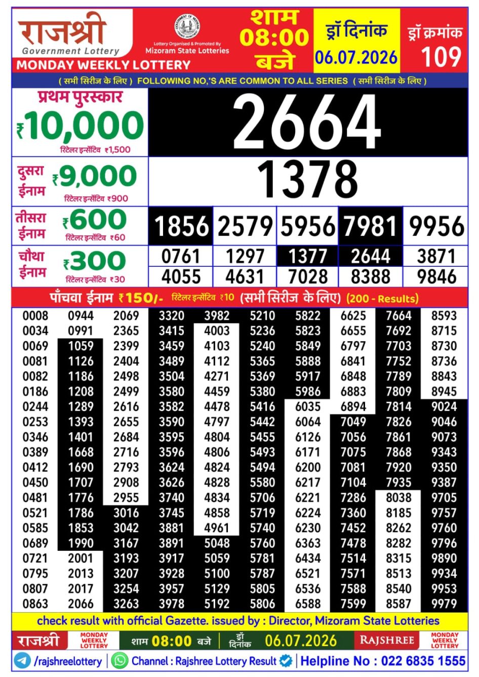 Everest Result Today Dear Lottery Chart