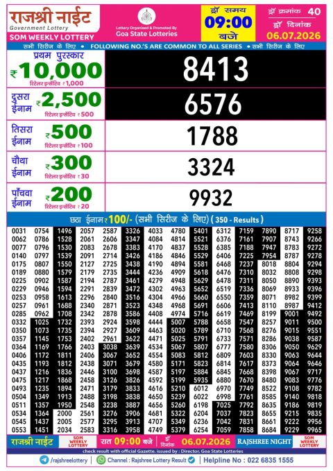 Everest Result Today Dear Lottery Chart