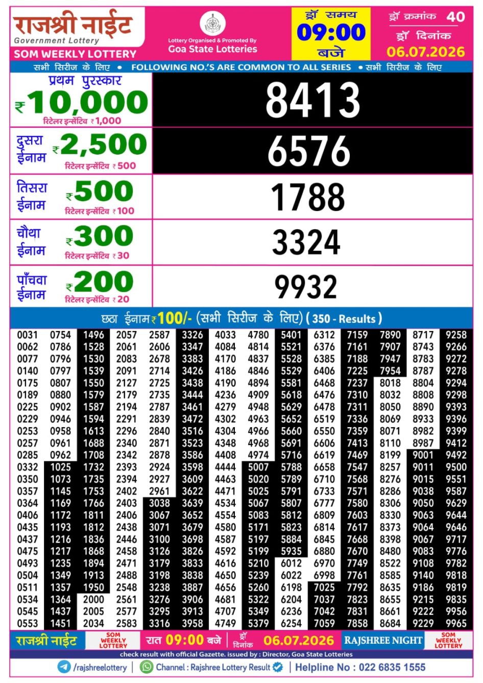 Everest Result Today Dear Lottery Chart