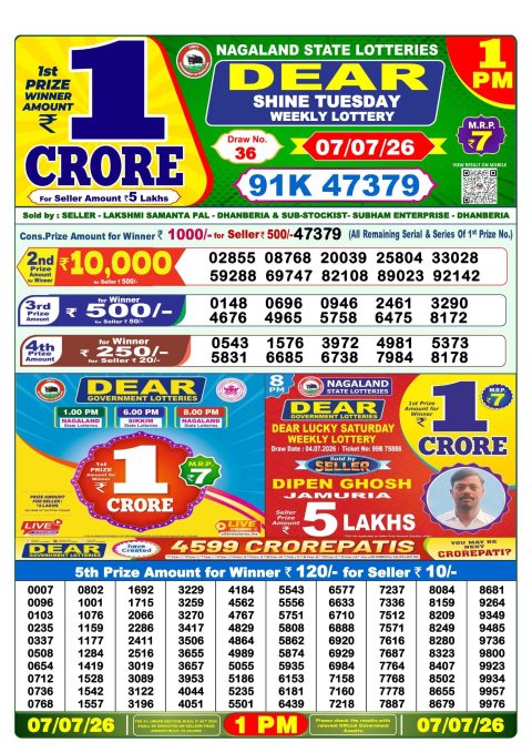Everest Result Today Dear Lottery Chart