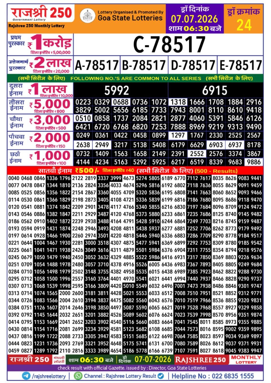 Everest Result Today Dear Lottery Chart