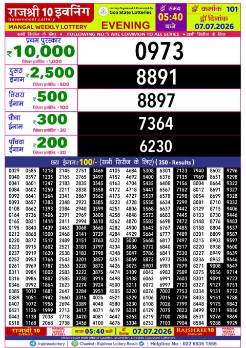 Everest Result Today Dear Lottery Chart