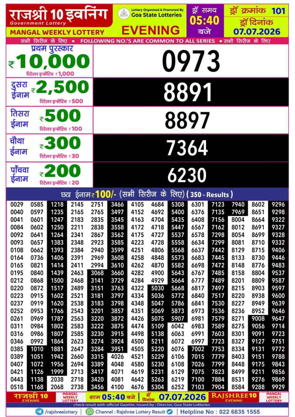 Everest Result Today Dear Lottery Chart