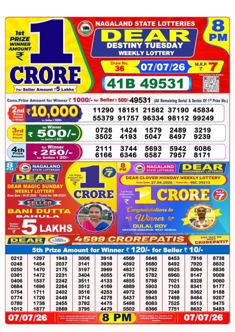 Everest Result Today Dear Lottery Chart