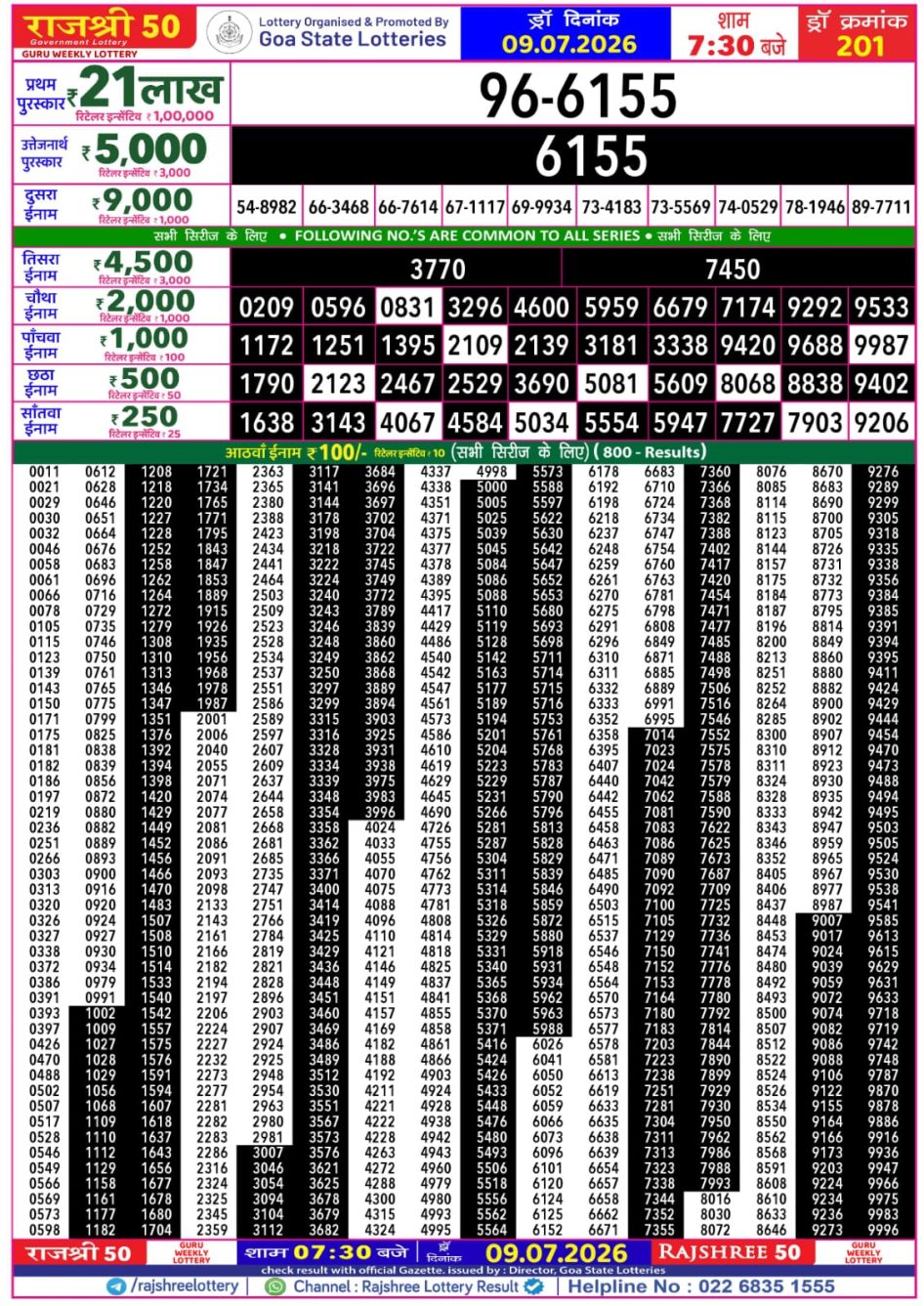 Everest Result Today Dear Lottery Chart