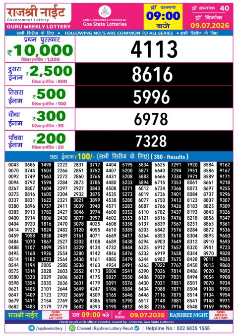 Everest Result Today Dear Lottery Chart
