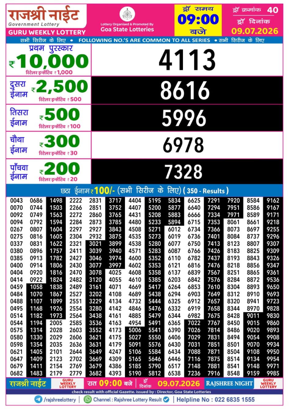Everest Result Today Dear Lottery Chart