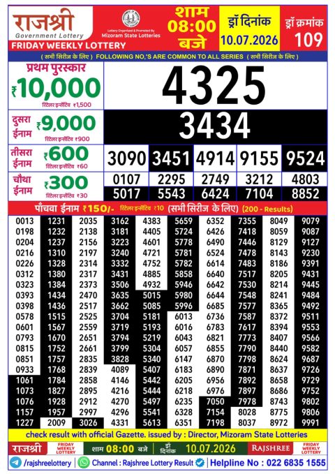 Everest Result Today Dear Lottery Chart
