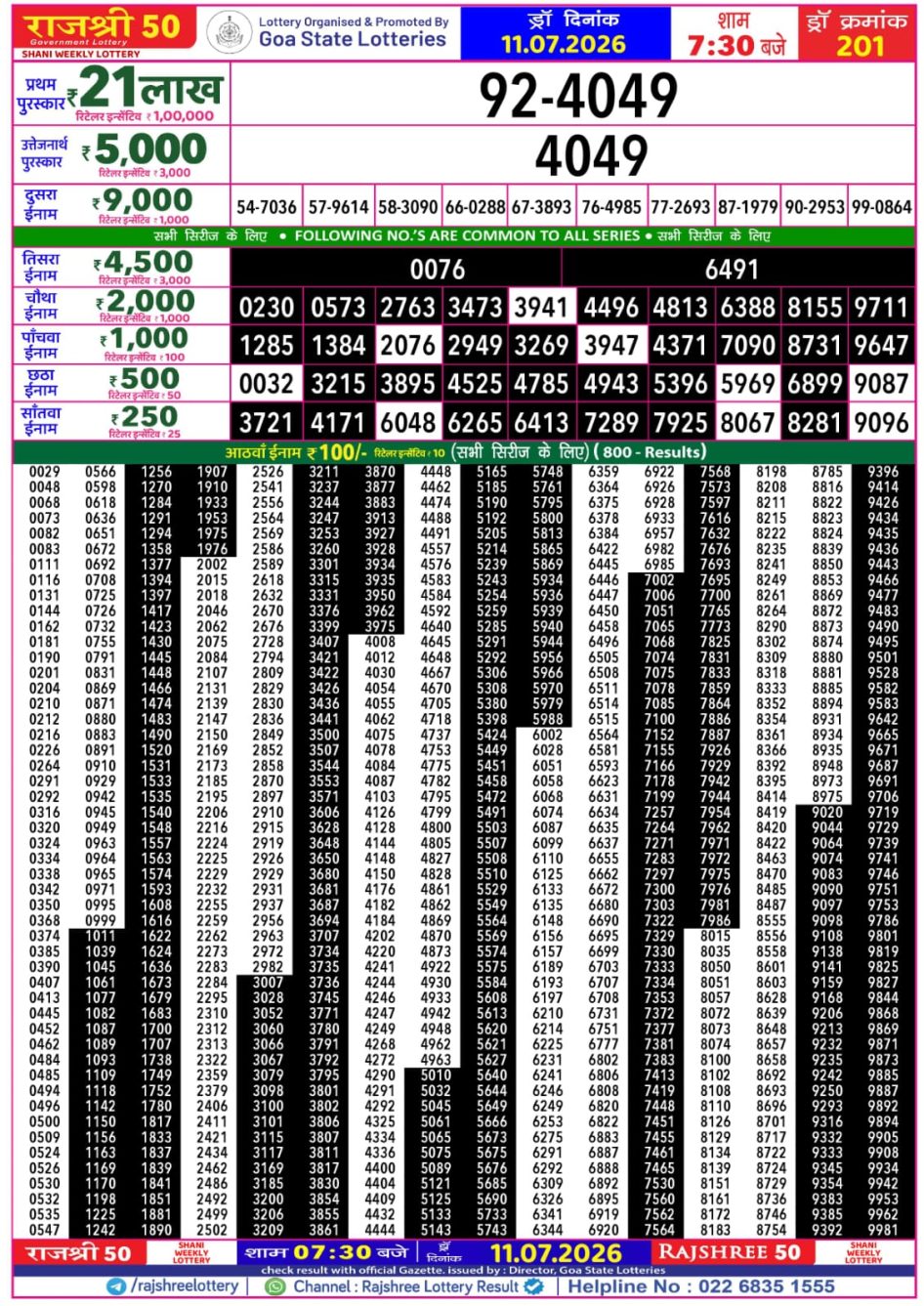 Everest Result Today Dear Lottery Chart