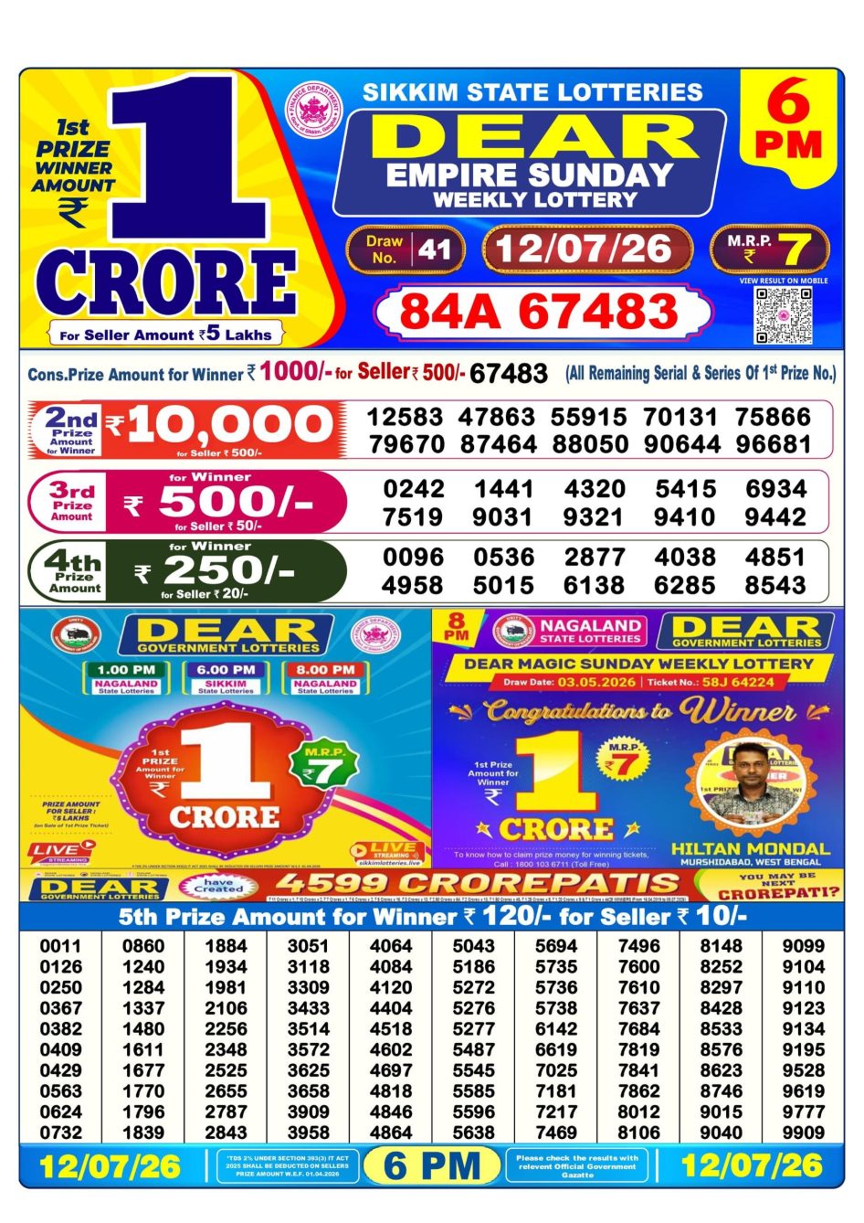 Everest Result Today Dear Lottery Chart