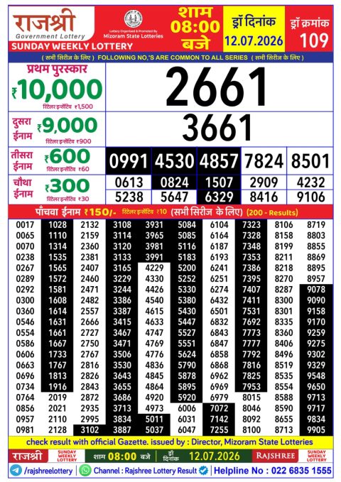 Everest Result Today Dear Lottery Chart