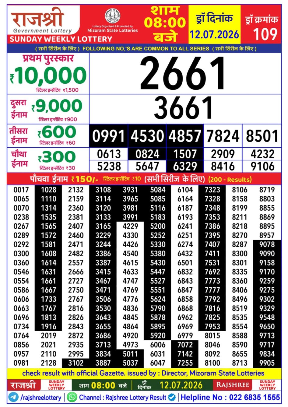 Everest Result Today Dear Lottery Chart