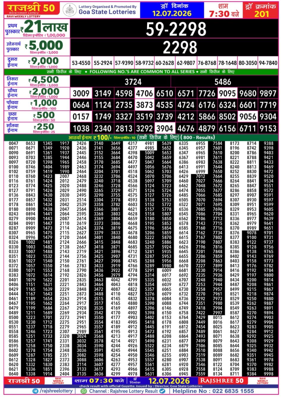 Everest Result Today Dear Lottery Chart