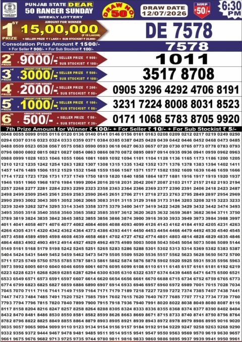Everest Result Today Dear Lottery Chart