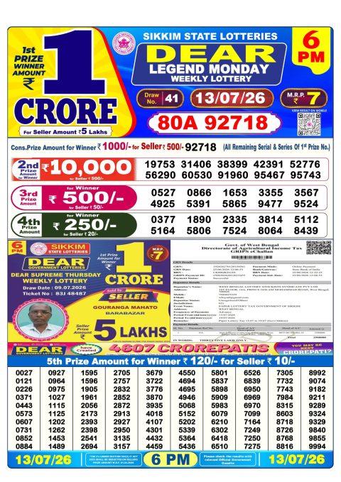 Everest Result Today Dear Lottery Chart