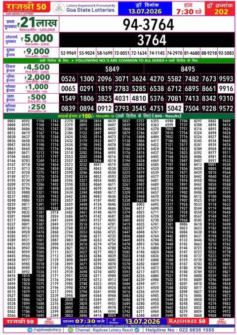 Everest Result Today Dear Lottery Chart