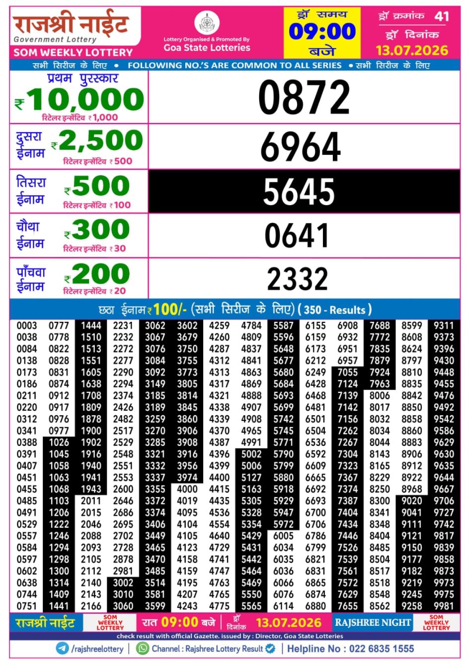 Everest Result Today Dear Lottery Chart