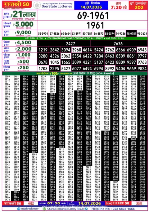 Everest Result Today Dear Lottery Chart