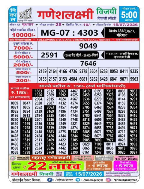 Everest Result Today Dear Lottery Chart