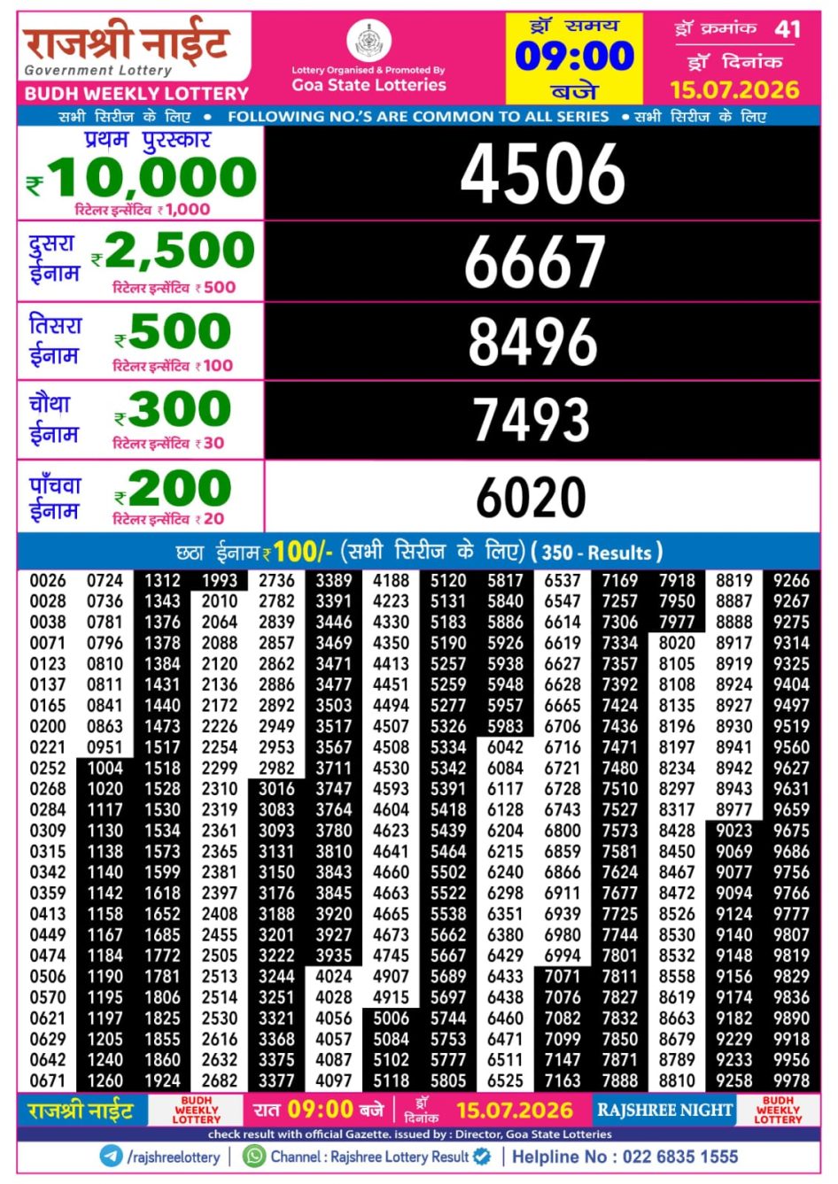 Everest Result Today Dear Lottery Chart