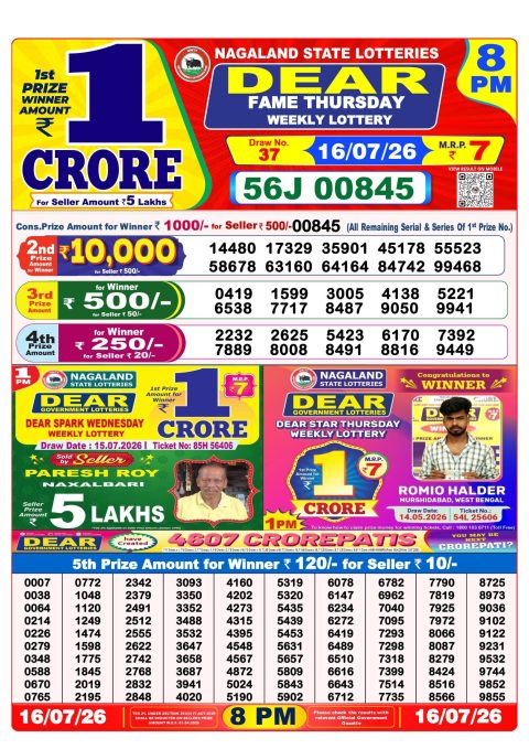 Everest Result Today Dear Lottery Chart