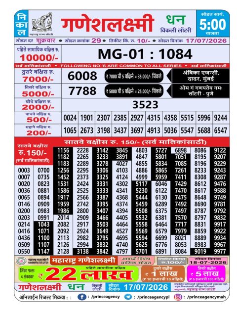 Everest Result Today Dear Lottery Chart