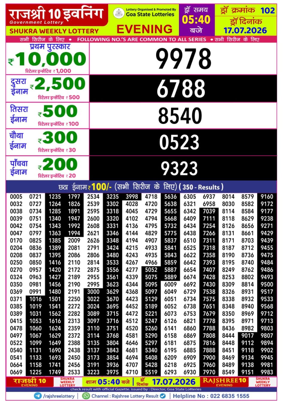 Everest Result Today Dear Lottery Chart