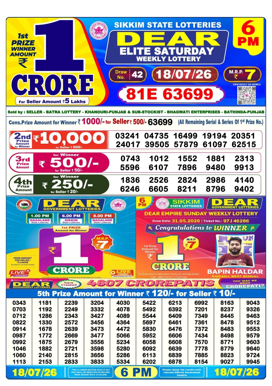 Everest Result Today Dear Lottery Chart