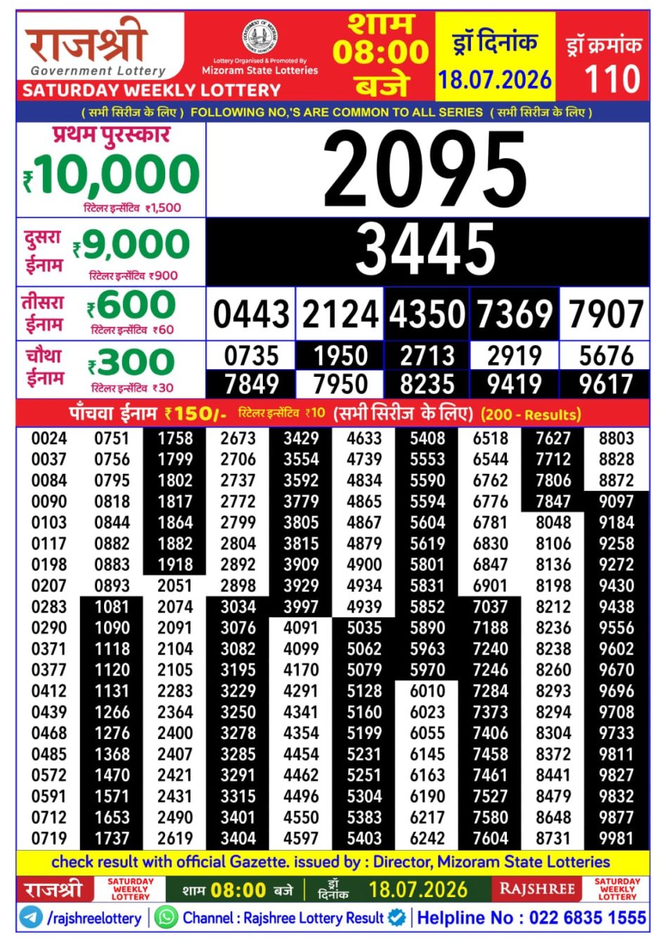 Everest Result Today Dear Lottery Chart