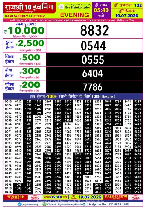 Everest Result Today Dear Lottery Chart