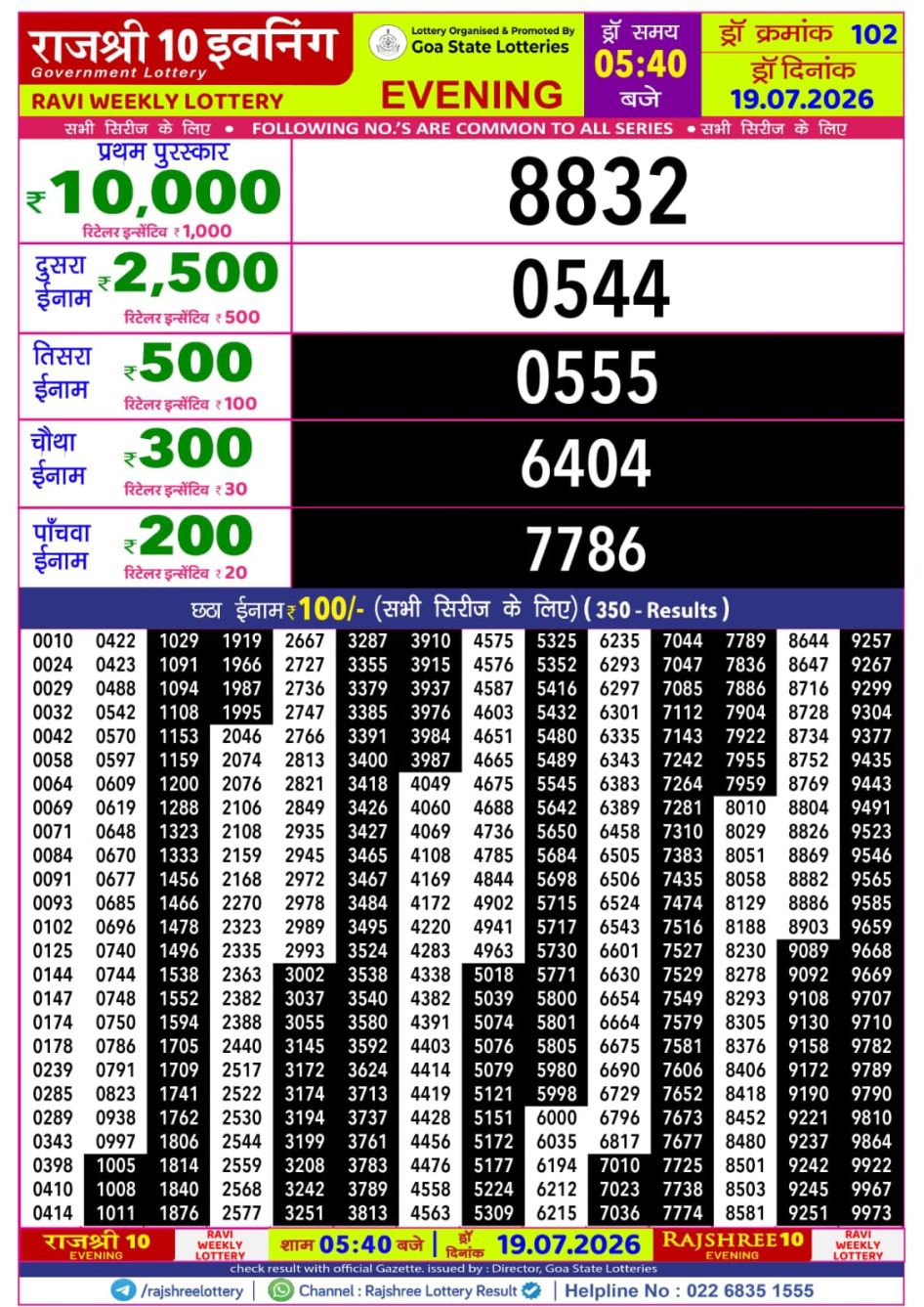 Everest Result Today Dear Lottery Chart