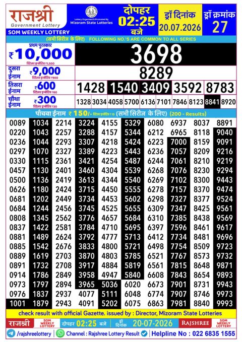 Everest Result Today Dear Lottery Chart