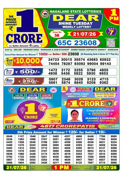 Everest Result Today Dear Lottery Chart