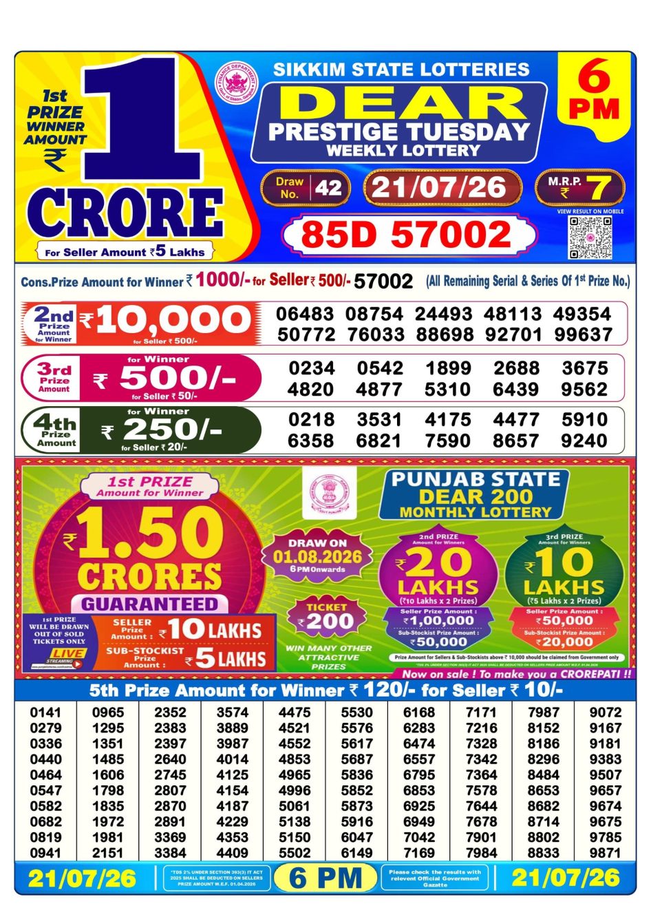 Everest Result Today Dear Lottery Chart