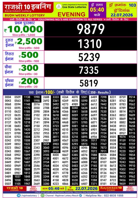 Everest Result Today Dear Lottery Chart