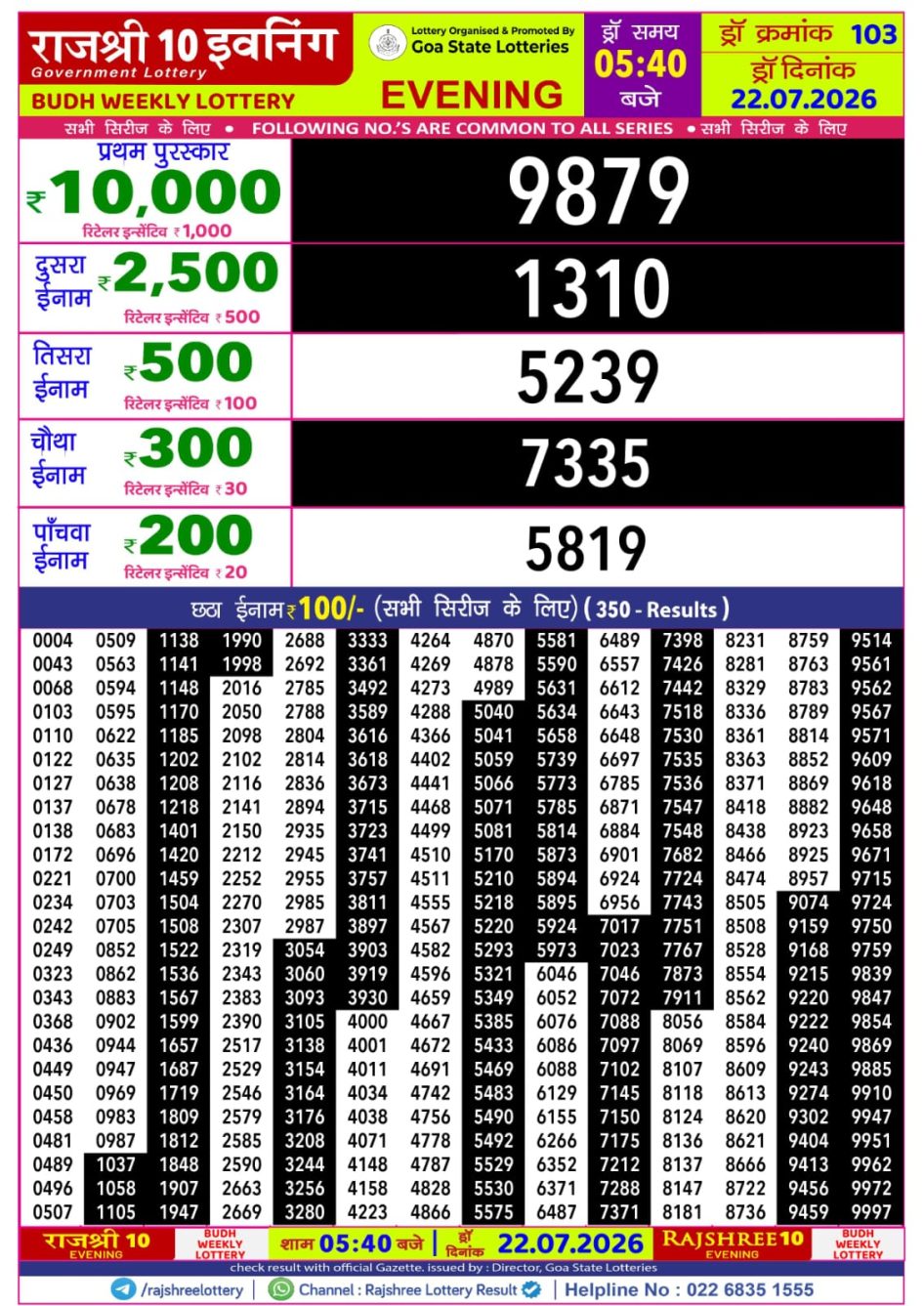 Everest Result Today Dear Lottery Chart